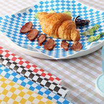 릴스베이 왁스페이퍼 체커보드 체크 샌드위치 포장지 김밥 베이킹 토스트 빵 떡 포장 50매, 그린(50매)
