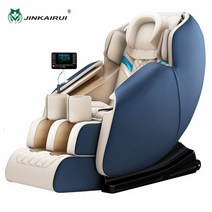 안마의자 가성비 Jinkairui 전신 4d 무중력 전기 가격 가죽 부품 고급 난방 마사지 의자 옥 마사지 헤드 터치 스크린, 푸른, 협력사