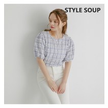 체크 엠보 블라우스(SY6SSE2)