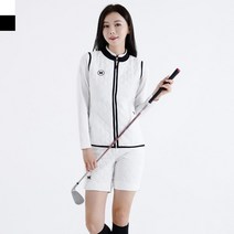 여성 골프 퀄팅 블랙 화이트 조끼 반바지 세트 라운딩