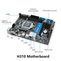 H310 컴퓨터 마더보드 Micro-ATX 32GB LGA1151 DDR4 2666/2400/2133 메모리 메인보드 듀얼 채널 메인 보드 지지대 8 세대 9 세대, 마더 보드