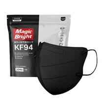 매직브라이트 새부리형 마스크 KF94 대형, 20매, 5개, 블랙