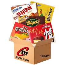 cm몰 전용 포장 박스 1004번 + 오리온제과 대용량 과자 5종 모음 (초코파이 1개+후레쉬베리 1개+고소미 1개+다이제초코 1개+ 쿠쉬쿠쉬 1개), 1세트