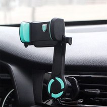 송풍구 클립형 듀얼헤드 버튼식 360도 회전 스마트폰 거치대, 그레이+블랙