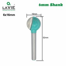 밀링커터 Lavie 1pc 6mm 생크 볼 코 라운드 조각 비트 코브 cnc 비트 반경 코어 텅스텐 카바이드 라우터 비트 나무 mc06003, 6x16mm