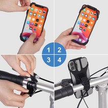 2개입 자전거 전동킥보드 오토바이 스마트폰 핸드폰 휴대폰 탈부착 360도 회전 실리콘 거치대 스파이더 360도 회전 실리콘 자전거 스마트폰 거치대 핸들바, 360도 분리형거치대 (2개입)