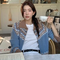 빈티지 리틀 쟈가드 니트집업가디건 따뜻한 스웨터 여동