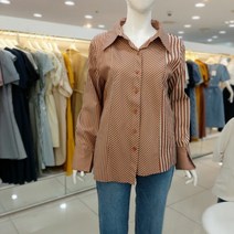 JJ JIGOTT 언발 스트라이프 커프스 블라우스 GJ9A0BLJ2