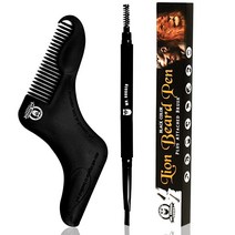 Mr. Rugged 남성용 수염 펜슬 필러 패치 영역용 수염 필링 펜 키트 수염 펜 | 방수 수염 펜슬 및 브러시 수염 필러 페이셜 헤어 리페어용 - 블랙 (사자 수염 연필), Lion Beard Pencil