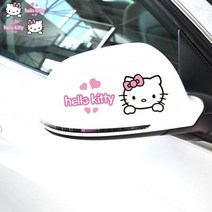 키티 캐릭터 차량스티커 인테리어스티커 소품스티커, 제품13)키티하트 룸밀러차량스티커2세트