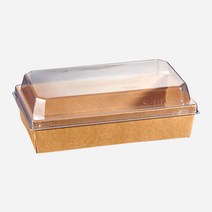 서비스팩용기 SL-P17-3 종이/PET 용기+뚜껑 50세트 475ml [샐러드 샌드위치 베이커리 델리 햄버거 직사각(중) 포장용기 배달용기 등], SL-P17-3(크라프트)