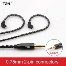 trn a3 6 코어 이어폰 케이블 고순도 구리 3.5mm mmcx 2pin v90 v30 v80 mt1 vx pro kirin mt3 st5 bax, 3.5mm 0.75mm 공칭