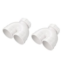 MECCANIXITY 5.1cm(2인치) ID 엘보 파이프 피팅 P-트랩 유니온 조인트 PVC 워터 파이프 U자형 배관 커넥터 체크 구멍 포함 화이트 1팩, 2, 1개