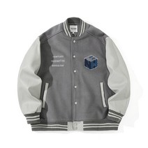 공항 점퍼 자켓 오버핏 과잠 모직 칼리지 스타일 자수 가죽 스티칭 커플 야구 유니폼