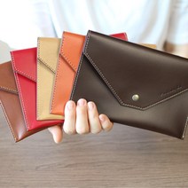 모두샵 수제 천연 가죽 통장지갑 통장케이스 이니셜각인가능, 필기체(파크에비뉴체), 다크브라운, 1개