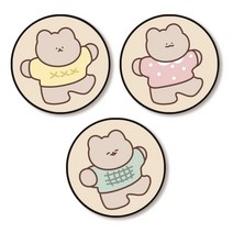 고미 패턴 스마트톡 체크 곰돌이 그립톡, 화이트바디, B
