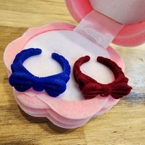 벨벳 포인트 우정 반지 레드 블루 겨울 친구 리본 귀여운 와이어 여성
