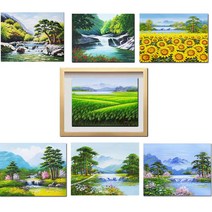 ( 그린 진품 그림 ) 물 풍경화그림 풍수에 꼭 걸어야 하는 산수화 풍경 생기 그림 액자 현관 거실 침실 복도 사무실 사업장 추천, 22번 그림