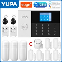 무선 모션 센서 감지기 와이파이 GSM 홈 보안 경보 투야 스마트 도난 알렉사 및 구글 다채로운 LCD 인치, 없음, 34.C - 미국 플러그