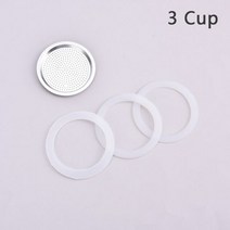 3 실리콘 가스켓 및 1Pc 스테인레스 스틸 필터 Moka Pot 커피 병 교체 3/6/9/12 컵 호환 Express, 3 Cup
