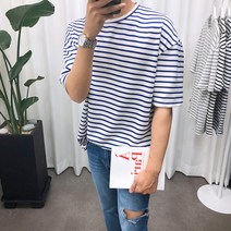 애드매이브 기획 오버핏 스트라이프 반팔티 4color 반팔 티셔츠