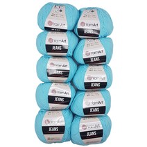 얀아트 진스 YarnArt Jeans 10개입 50g 뜨개질 초보용 대용량 콘사 울 플레인 면사 아크릴 터키석 76