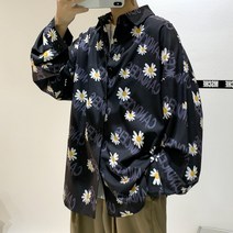 남학생와이셔츠 가을 긴팔형 뚱보 와이드 루즈핏 오버핏 빅사이즈 남자 트렌드 이니셜 말 1695345686