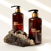 홈스토킹 베이직 심플 욕실 디스펜서 샴푸통 500ml, 1개, 투명 골드 /헤비폰트 /SHAMPOO