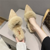 슈즈 스틸레토 양털 뮬 뽀글이 블로퍼 밍크 기모 융 스웨이드 플랫폼 슬리퍼