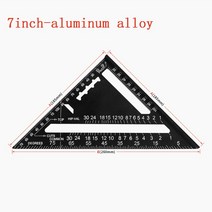 7 12 인치 고정밀 알루미늄 합금 미터 삼각형 게이지 각도 눈금자 각도기 90도 스퀘어 목공 측정 도구 606986, 7 inch aluminum