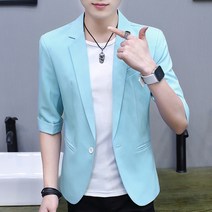 남자슬림코트 칠부 소매 양복 정장 여름 솔리드 무지 얇은 발 H라인 스승 남성의류 미들 미니 셋업 트렌드 562122790
