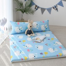 찬미디자인 1인 특가형 롱쿠션+대방석세트 (평일12시까지당일발송), (특가형) 곰돌이블루