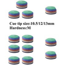 CUPPA Rainbow 당구 풀 큐 팁 10.51213mm 다중 레이어 경도 M, 3pcs Rainbow 13mm