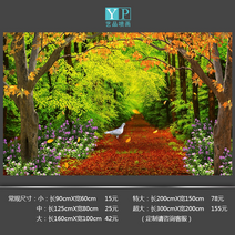 힐링 몬스터 접착식 자연풍경 숲 나무 벽지, 65C