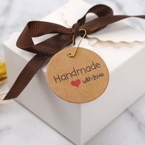 1+1 원형 크라프트 핸드메이드라벨 종이텍 100p, 20개