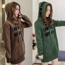 쉬블림로브 여성용 봄 가을 기모 프린팅 후드티 2장