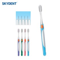 SKYDENT No.32 Slim 이중식모 칫솔 1개 슬림 치솔 미세모+일반모 성인용 치과 스카이덴트