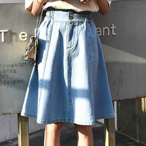 가바바 여성 청스커트 주름치마가 대세지 데일리 여름 데님 미디 스커트 G38312