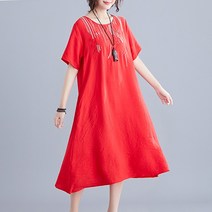 마원피스 여름옷 와이드 루즈핏 차이나 단아한 자수 에스닉 무드 빅사이즈 여성 짧은 소매 롱 640680330