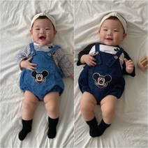 봄 베이비 미키청멜빵슈트 돌전 돌후 신생아 둥이룩내새끼들