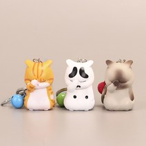 리빙쉘 짜증난 심각한 고양이 키링 3종, 젖소, 1개