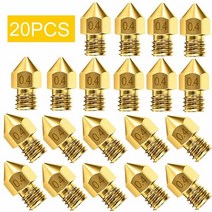 1020pcs anet a8 bico de impressora 버스 프린터 노즐 용 ender 3 용 cr-10 용 0.4mm 3d 프린터 노즐 액세서리 mk8, 20개