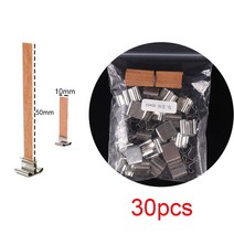 캔들워머 악세사리 나무 천연 캔들 심지 클립 베이스 30 개 양초 공예 간장 파라핀 왁스 굽기 무연 제작 용, 04 10X50mm