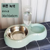 강아지 고양이 자동 식수 애견 사료 그릇, 민트L