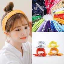 미스21 예쁜 페이즐리 반다나 헤어밴드 코튼면 쁘띠 등산 단체 기념 손수건 (hb1124)