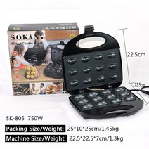 커피콩빵기계 호두과자기계 붕어빵기계 750W 전기 호두 케이크 와플 메이커 너트 12 홀 요리 주방 비스킷, 01 Black_03 AU