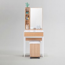 [플레인홈] 피킷 스틸 수납 화장대 500 거울 + 의자 포함 (착불), 색상:아카시아