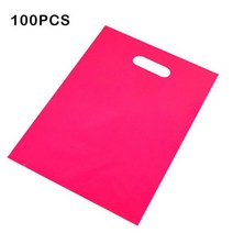 100 Pcs 손잡이 플라스틱 선물 부대를 가진 주문을 받아서 만들어진 로고 색깔 쇼핑 백 Businss 고객 비닐 봉투 (인쇄 요금 제외), 04 30X40cm, 04 Rose Red