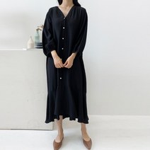 빅걸스토리 소매 셔링 밑단프릴 롱 리온원피스