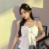 블랙 리본 나시 블라우스